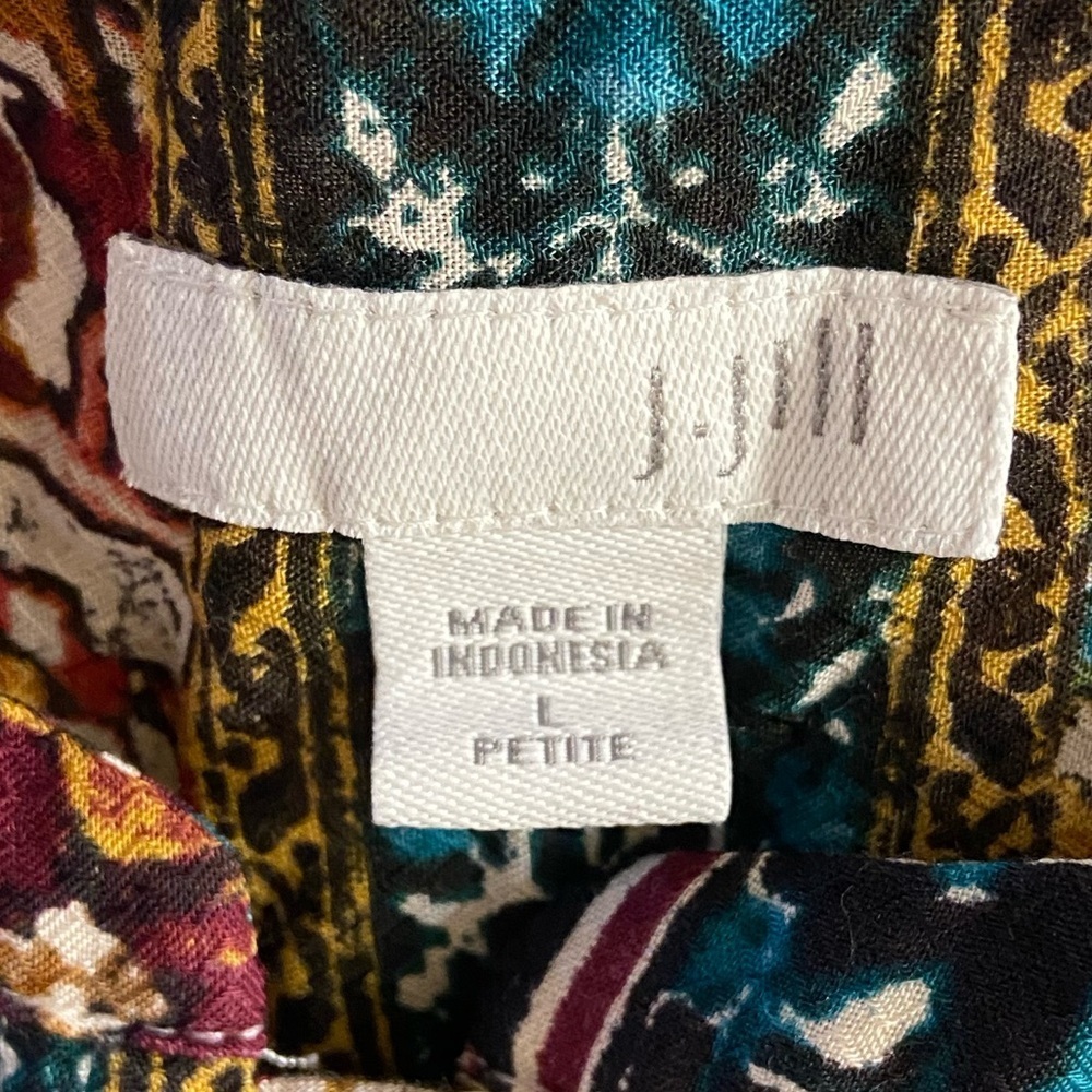 J Jill Button Front Tunic Patchwork Print Long Sl… - image 8